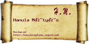 Hanula Mátyás névjegykártya